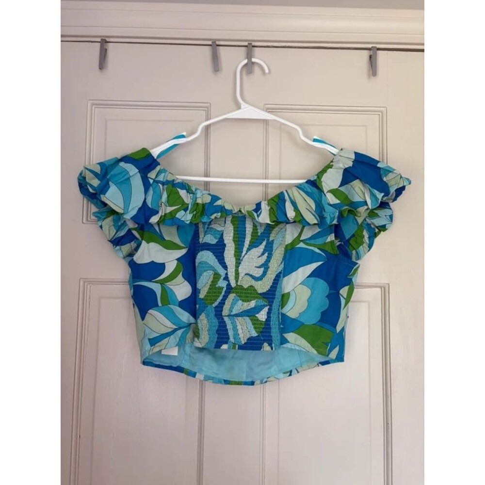 Anthropologie Maeve off the shoulder cotton crop going out top NWT small - Picture 6 of 8